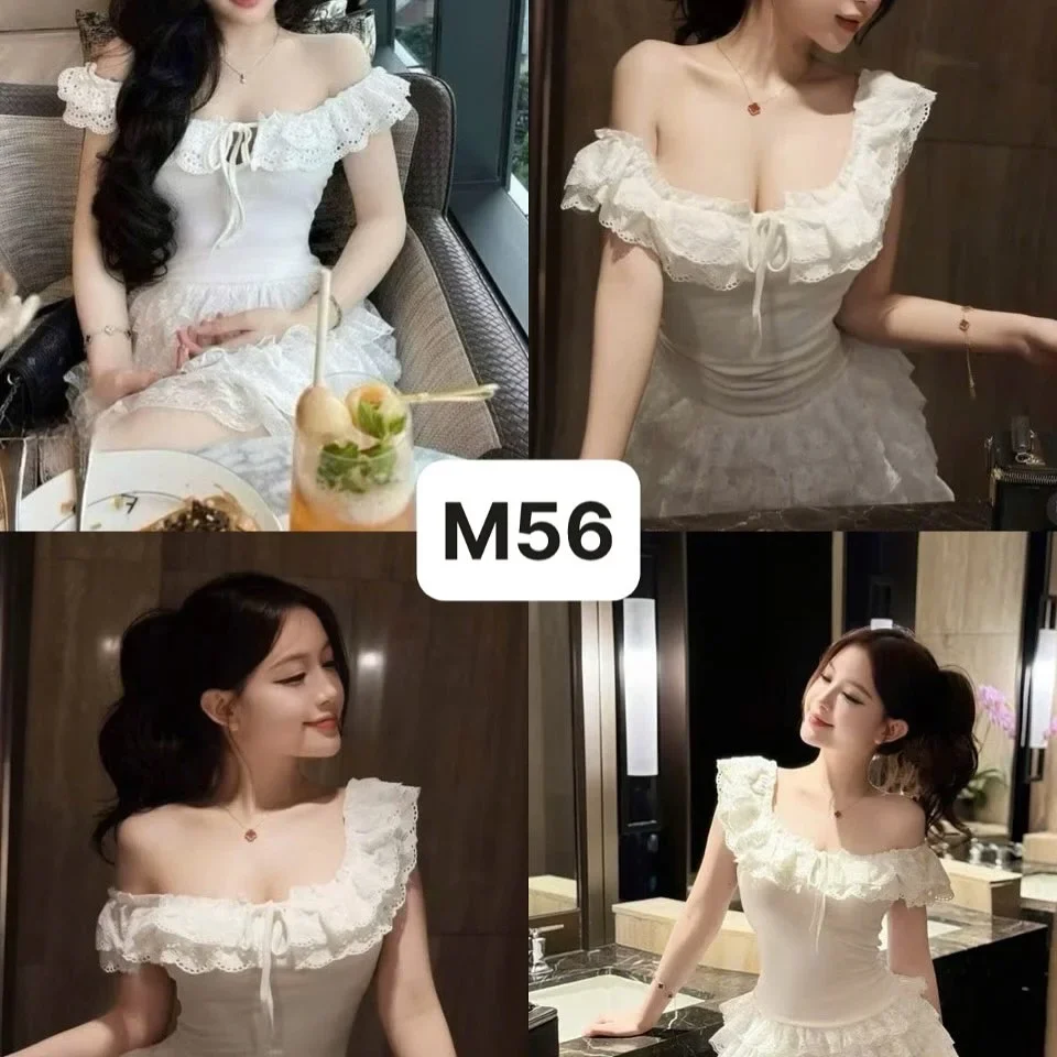 Ảnh 5 của Váy maxi trắng trễ vai ren nữ