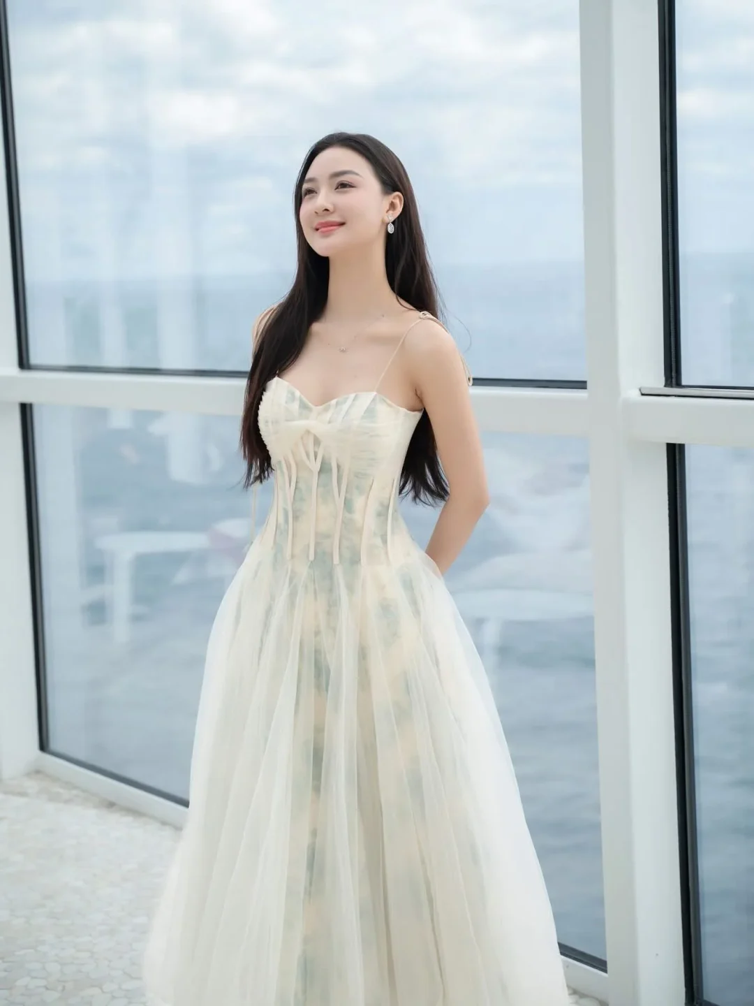 Ảnh 1 của Váy maxi pastel corset voan vintage nữ