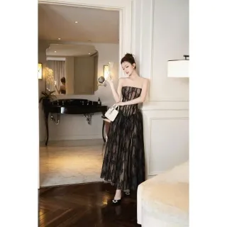Ảnh 3 của Đầm maxi ren đen cúp ngực nữ