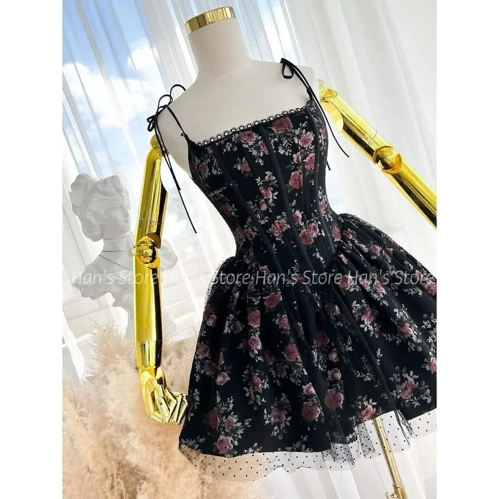 Ảnh 1 của Đầm hoa đen corset ngắn nữ hottrend