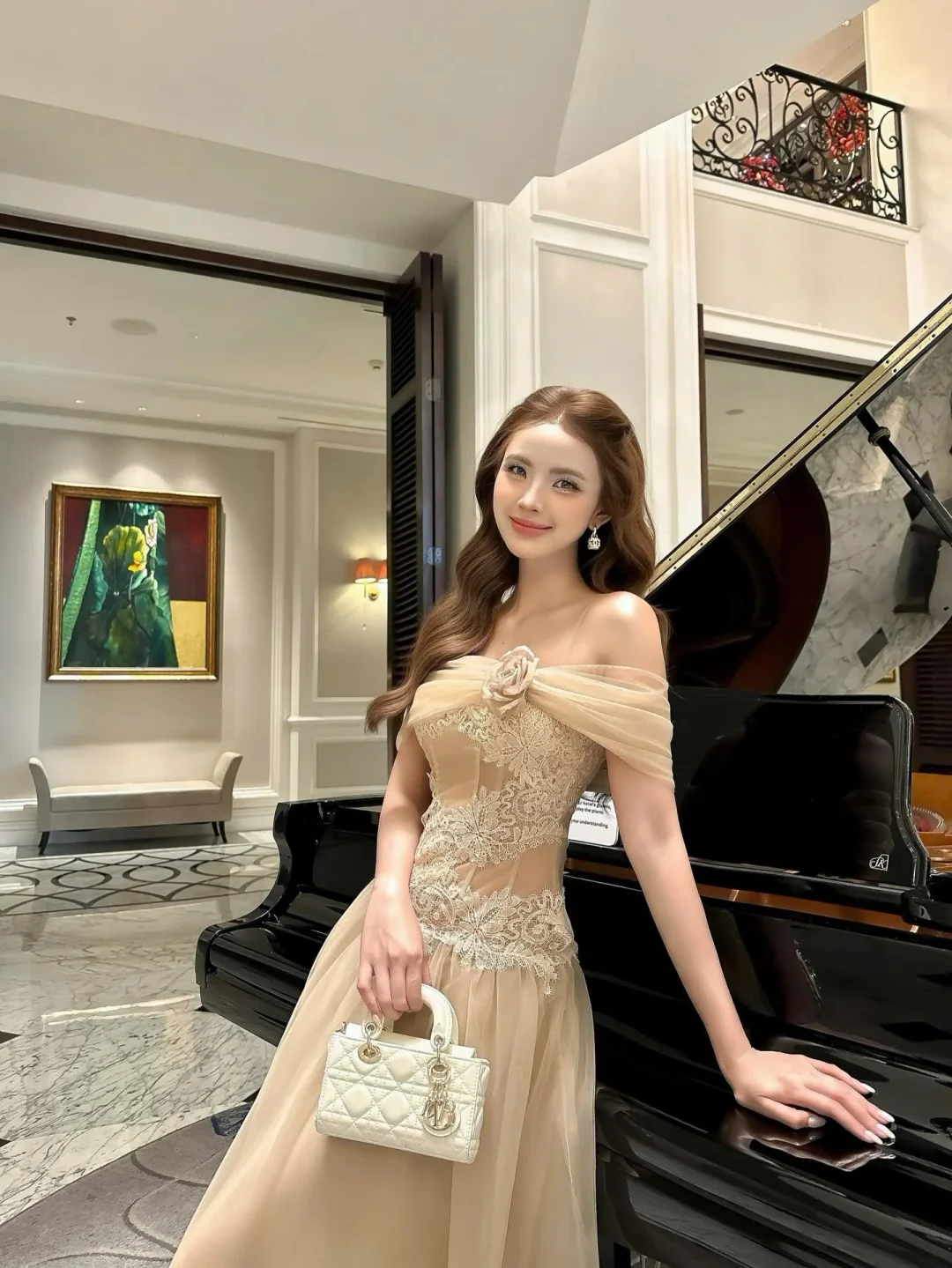 Ảnh 5 của Váy dạ hội voan be trễ vai nữ