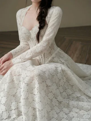 Photo 2 of Váy ren cưới vintage trắng nữ