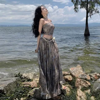 Photo 2 of Set đồ đi biển tie dye bohemian nữ