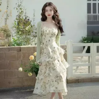 Photo 4 of Set áo xanh mint váy maxi hoa nữ