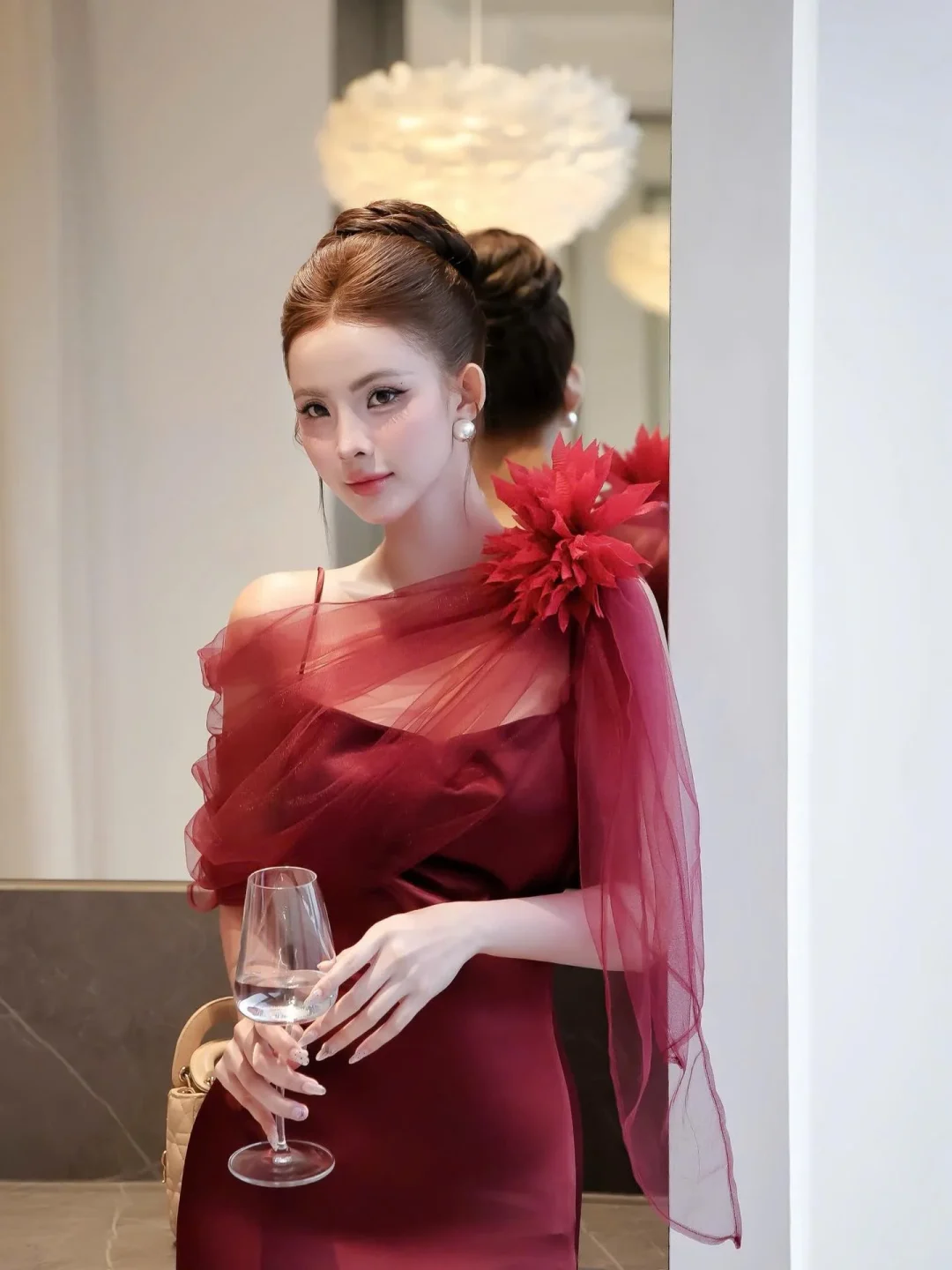 Ảnh 5 của Váy dạ hội đỏ lệch vai size M