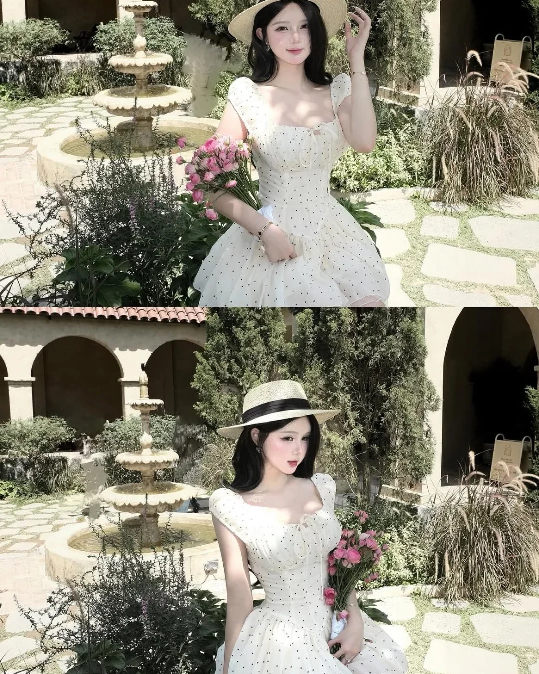 Photo 5 of Đầm ngắn chấm bi trễ vai voan nữ