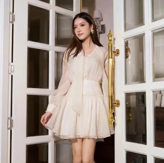 Ảnh 1 của Set áo váy voan trắng kem Rechic size M