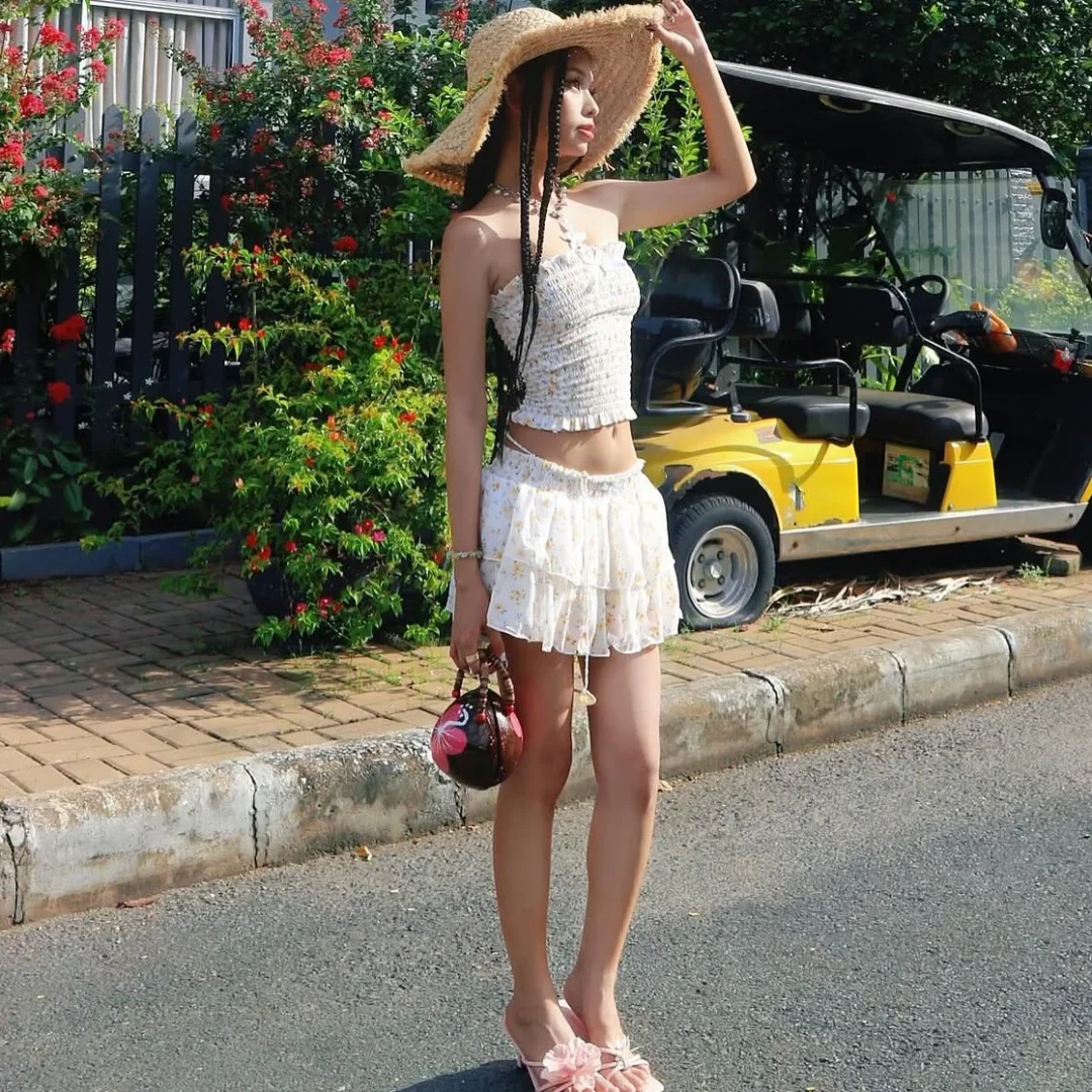 Ảnh 5 của Set áo váy hoa nhí trắng boho nữ