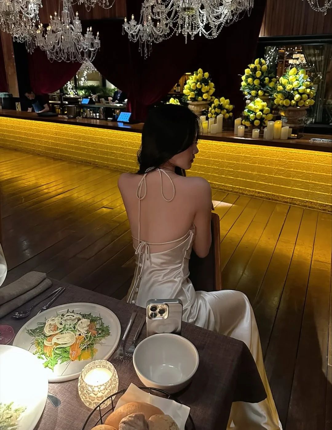 Ảnh 8 của Váy dài satin một vai nữ