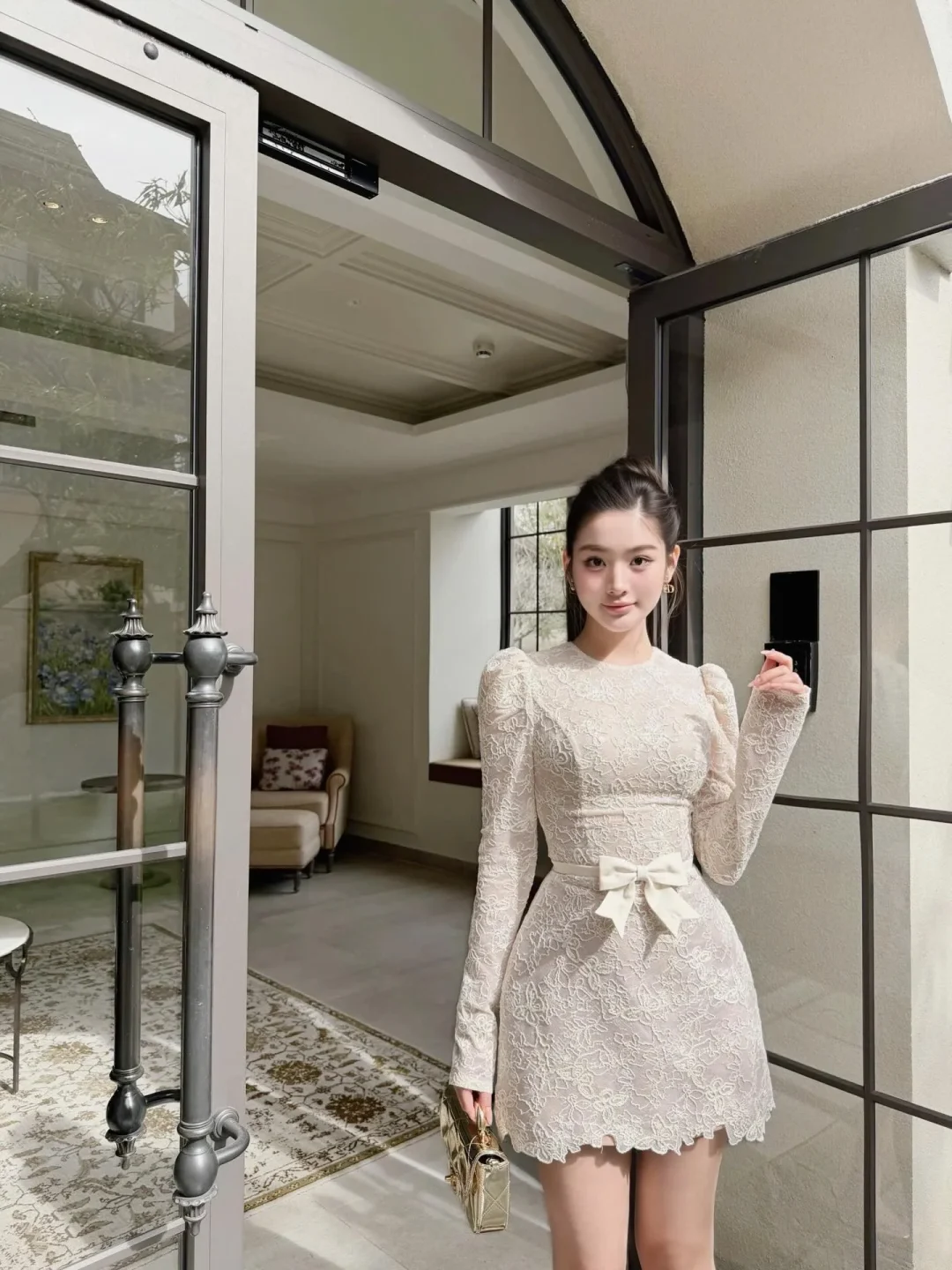 Ảnh 3 của Đầm ren trắng tay dài dự tiệc