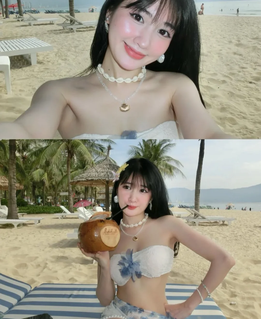 Photo 6 of Set bikini ren hoa trắng nữ