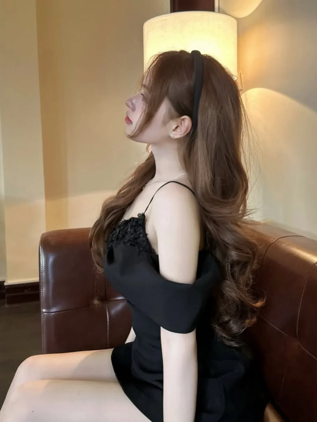 Ảnh 4 của Đầm ngắn đen trễ vai Aguja Studio size S