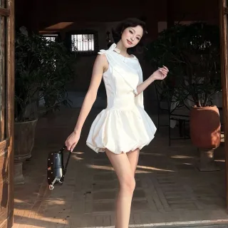 Ảnh 4 của Đầm lụa trắng thiết kế vai nơ nữ