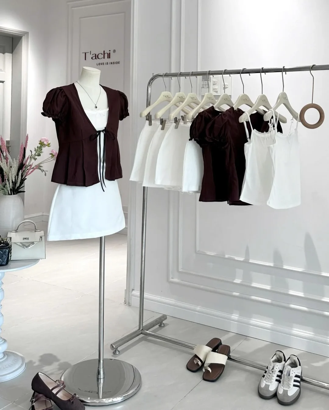 Ảnh 4 của Áo peplum tay phồng nâu nữ size S