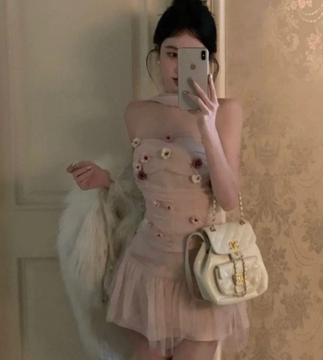 Photo 2 of Đầm tulle hồng pastel size M nữ