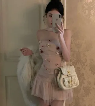 Photo 2 of Đầm tulle hồng pastel size M nữ