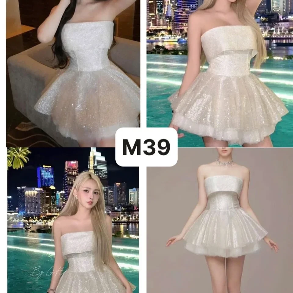 Photo 5 of Đầm cúp ngực kim tuyến trắng hottrend
