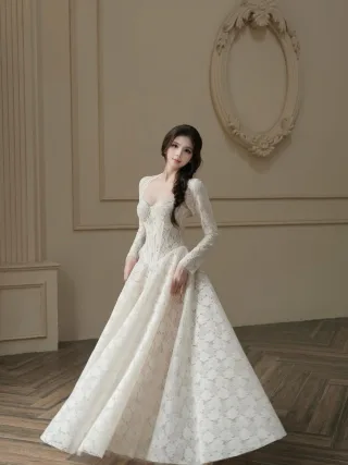 Photo 1 of Váy ren cưới vintage trắng nữ