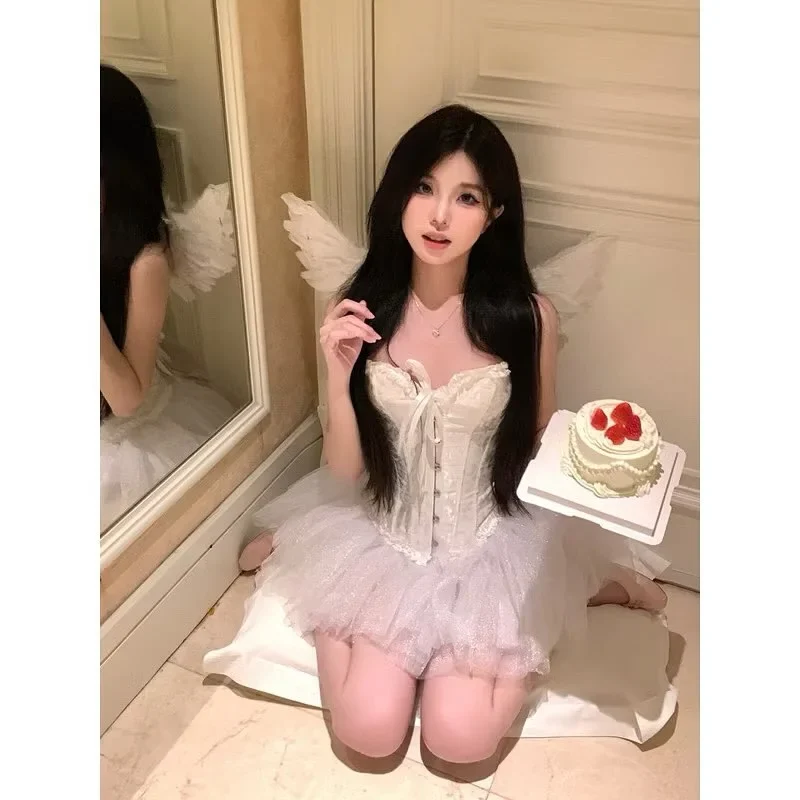 Photo 2 of Set corset váy tutu thiên thần trắng