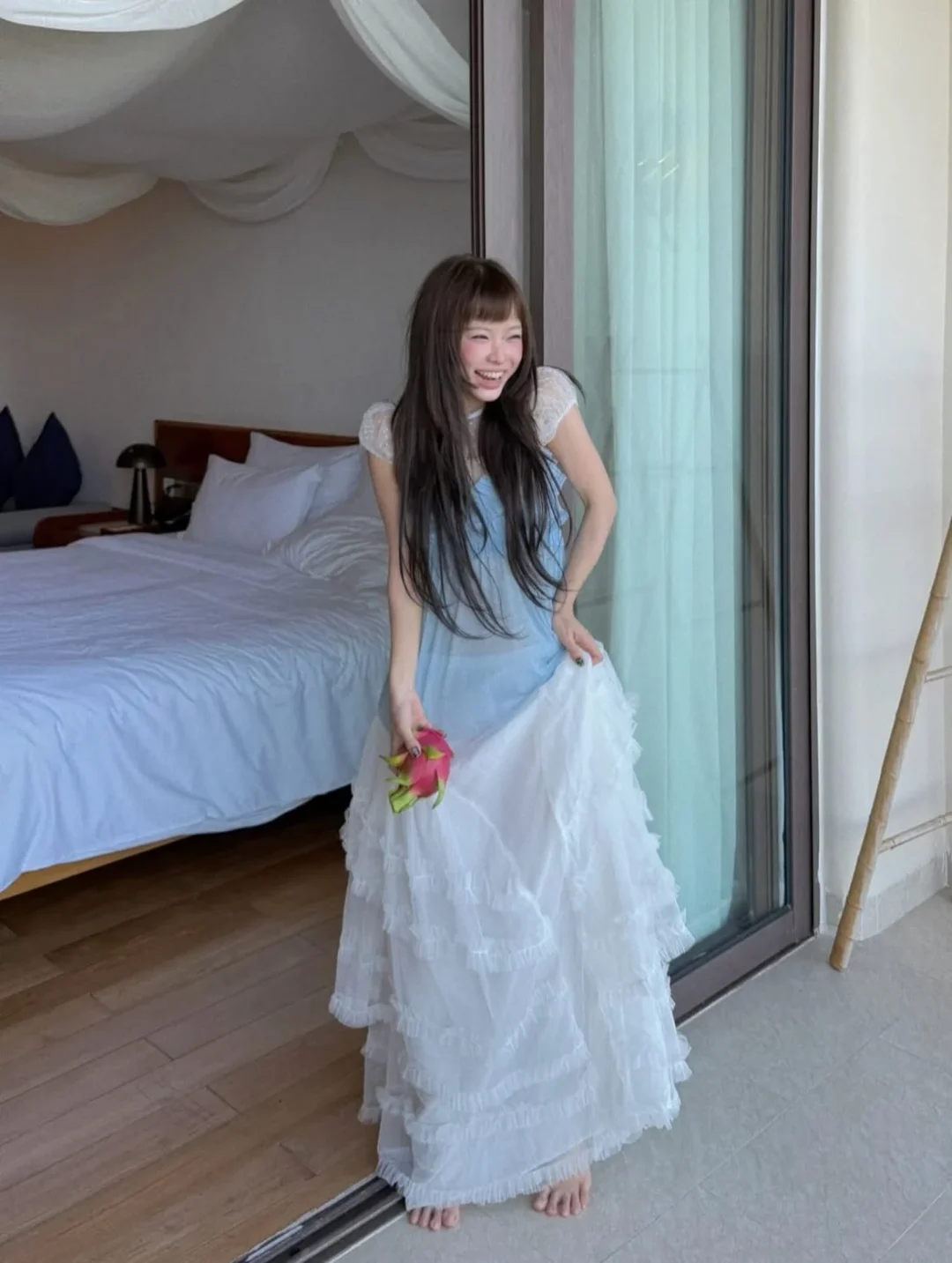 Photo 4 of Set áo hai dây chân váy voan bohemian nữ