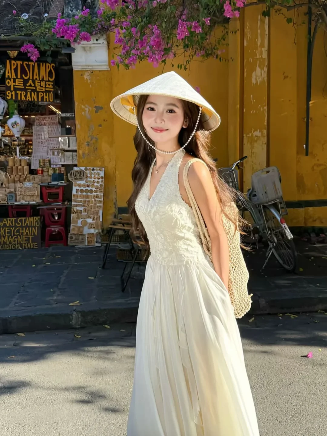 Ảnh 2 của Áo dài maxi trắng nón lá nữ