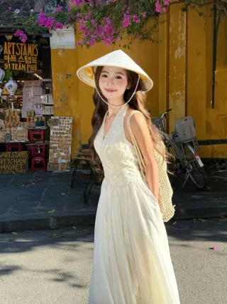Ảnh 2 của Áo dài maxi trắng nón lá nữ