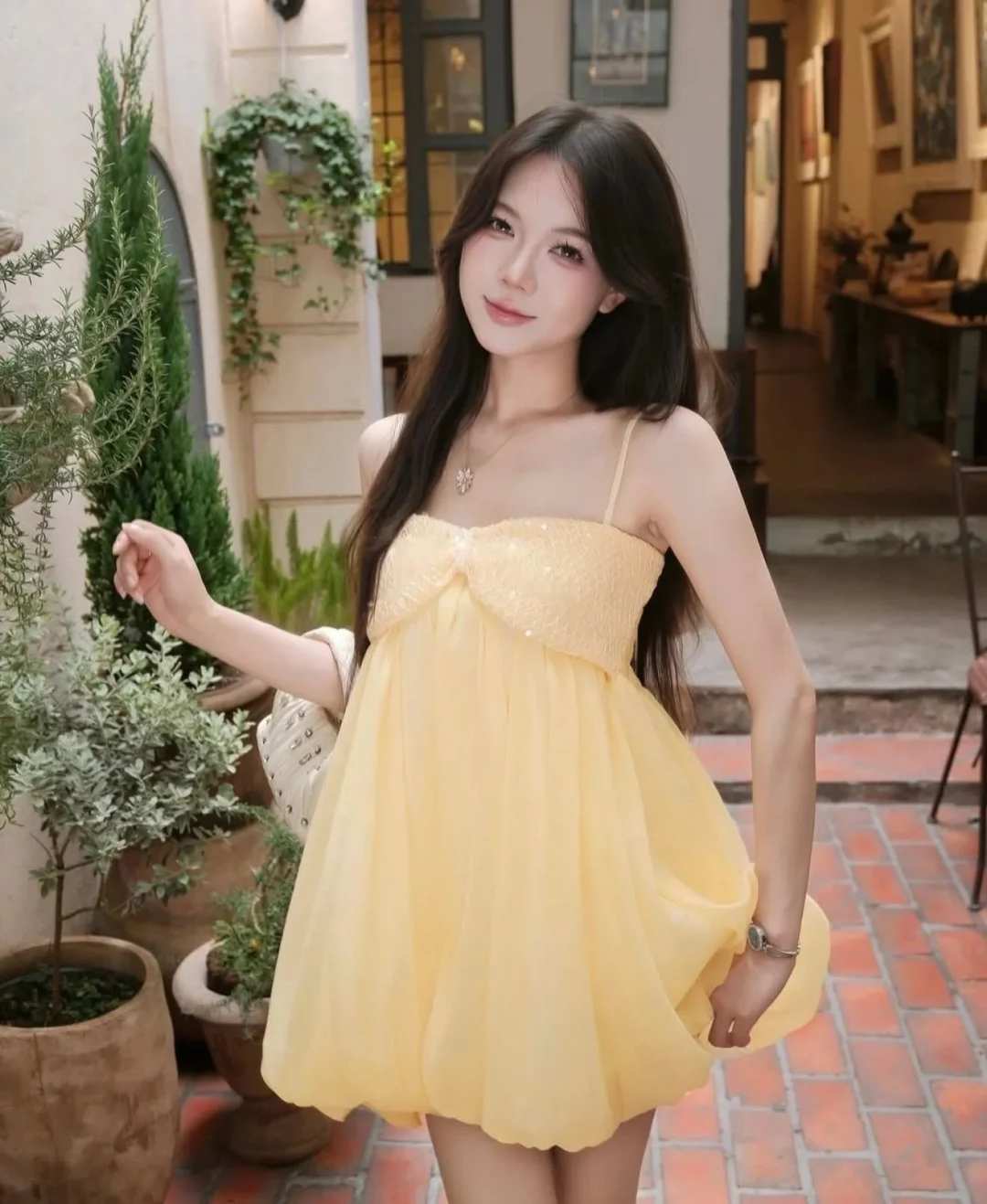 Ảnh 3 của Váy maxi vàng nhạt nữ cho thuê