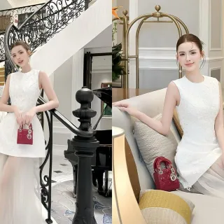 Photo 1 of Áo dài trắng thêu hoa nữ truyền thống