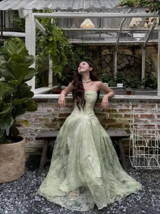 Photo 1 of Váy ren cúp ngực xanh mint Ameliee DD06