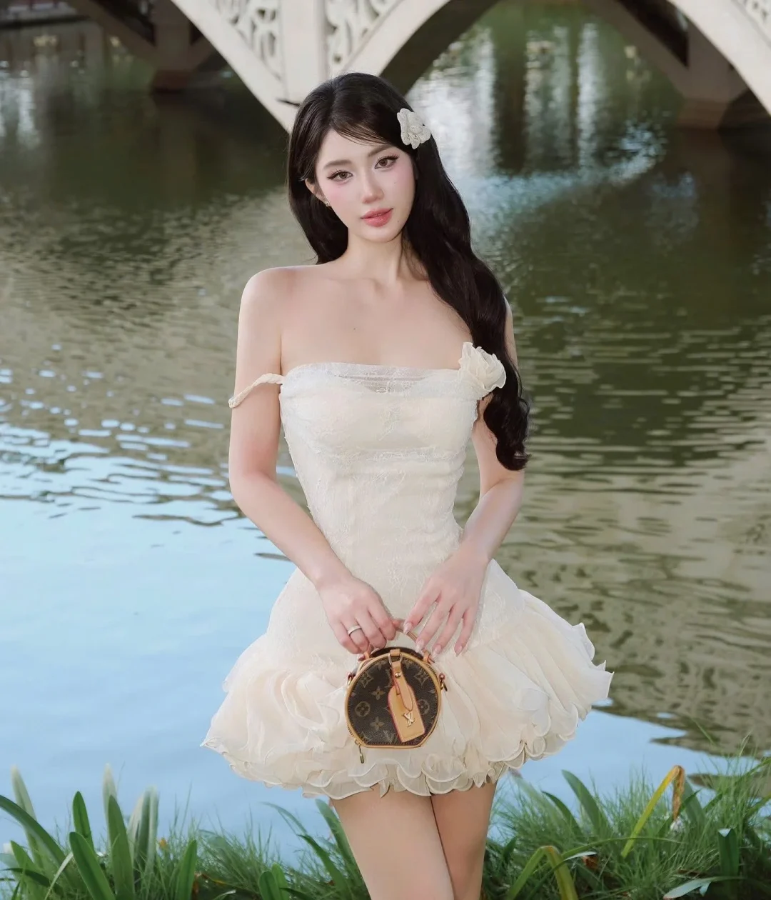Ảnh 1 của Đầm búp bê trắng kem xòe nữ