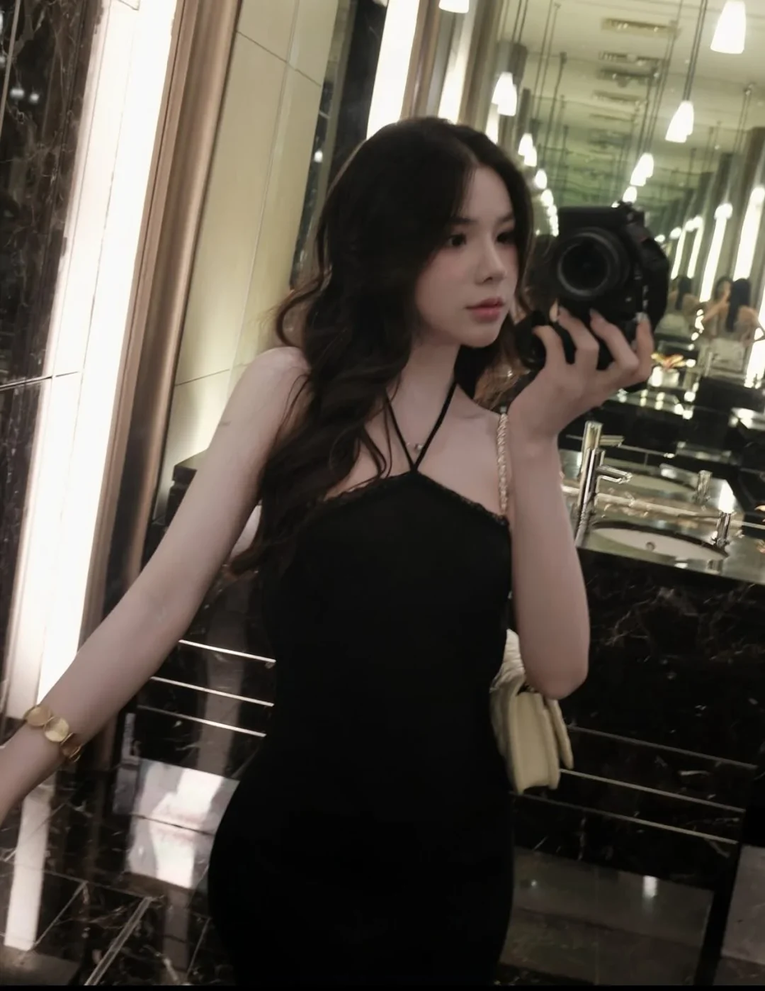 Ảnh 5 của Váy dạ hội dài đen lụa nữ size S/M