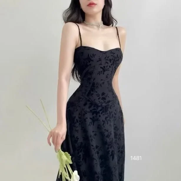 Photo 1 of Váy maxi corset đen nữ sang trọng