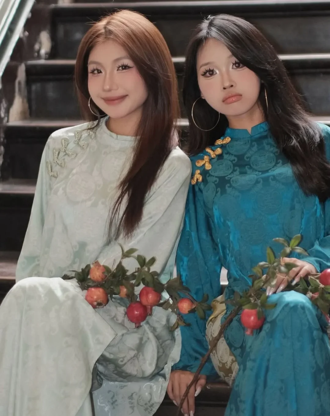 Photo 3 of Áo dài truyền thống nữ xanh mint teal