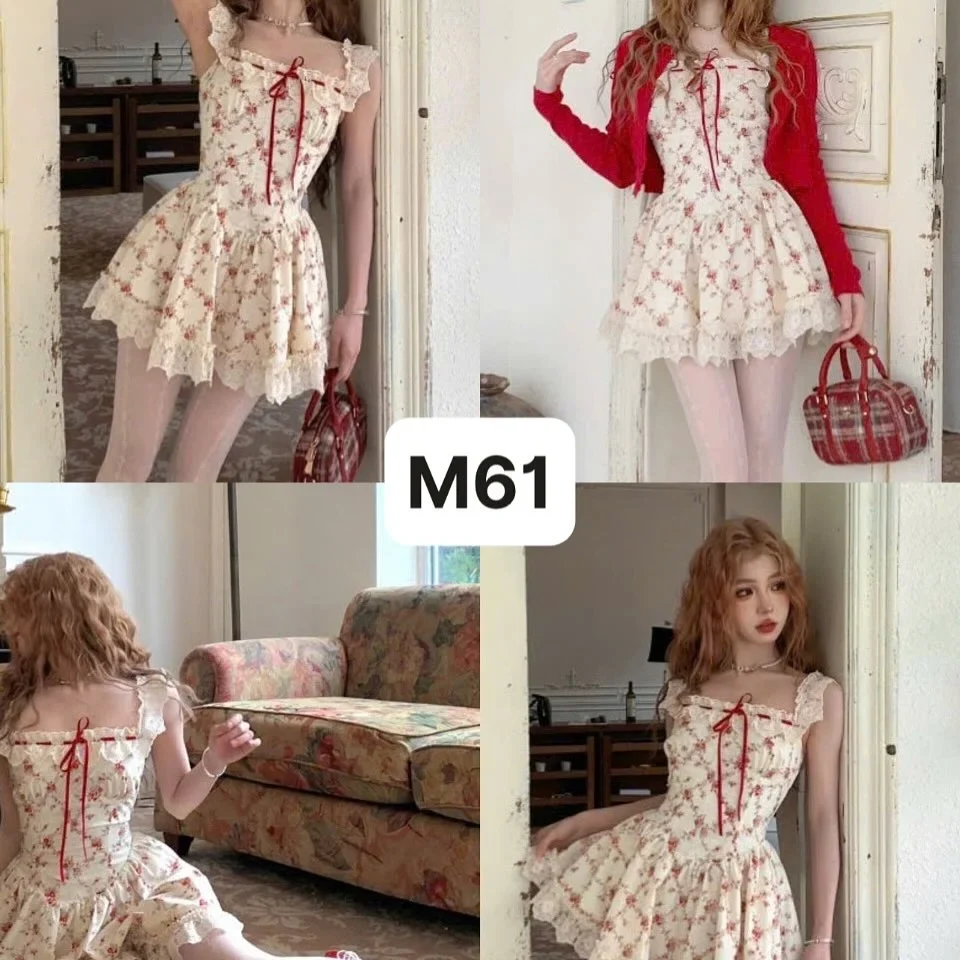 Ảnh 5 của Váy hoa mini ren vintage kem nữ