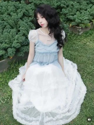 Ảnh 3 của Set áo váy babydoll xanh nhạt nữ