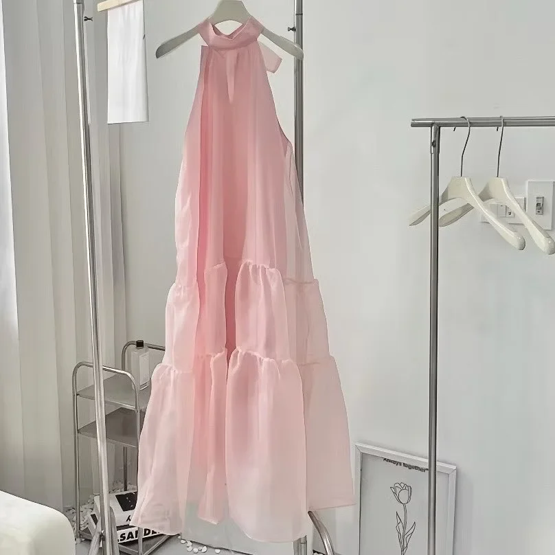 Ảnh 3 của Váy maxi hồng nhạt voan nữ cho thuê