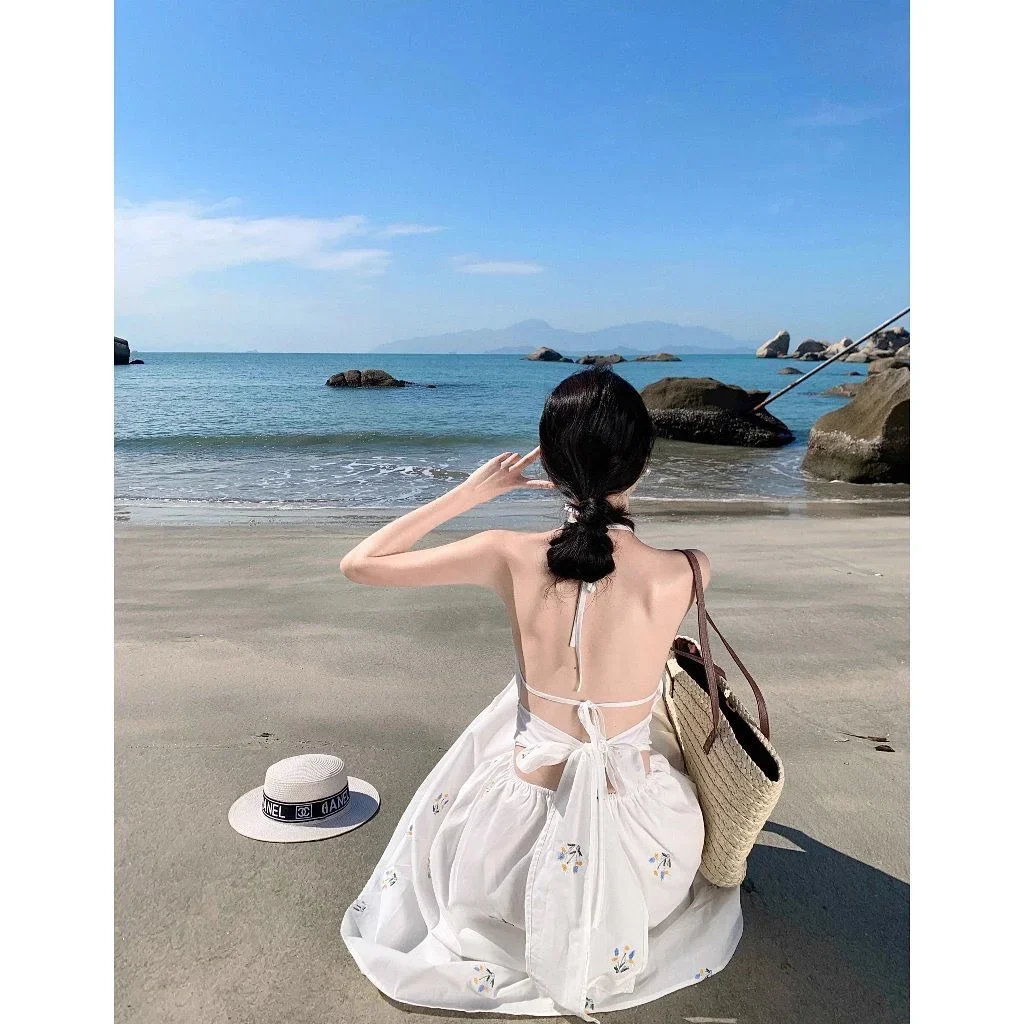 Ảnh 6 của Váy maxi trắng thêu hoa nữ