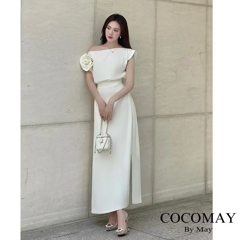 Ảnh 4 của Đầm maxi trắng trễ vai nữ