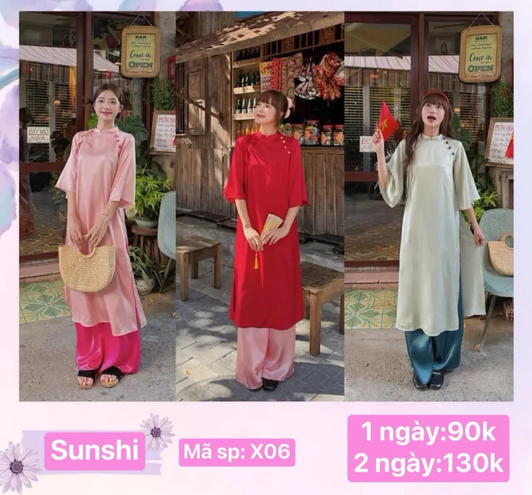 Ảnh 3 của Áo dài lụa thêu hoa truyền thống nữ