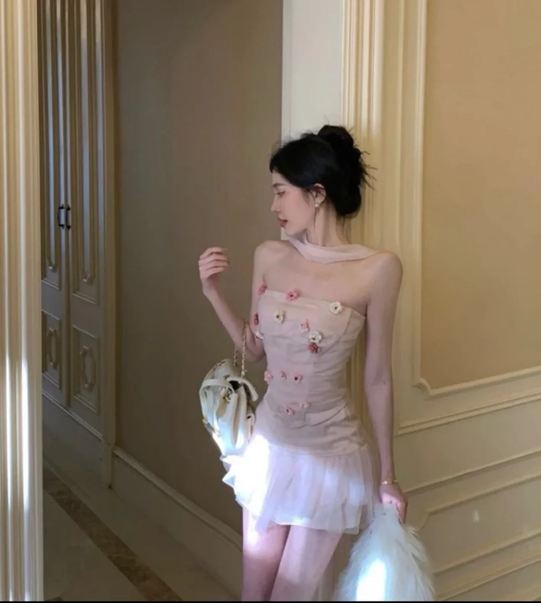 Photo 5 of Đầm tulle hồng pastel size M nữ