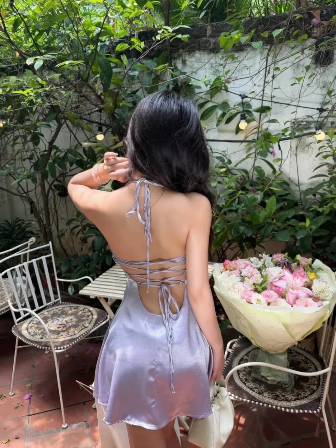 Ảnh 6 của Váy satin tím nhạt công chúa nữ