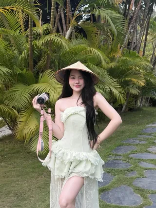 Ảnh 3 của Đầm corset bèo nhún xanh mint Ameliee