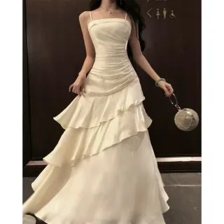 Ảnh 4 của Đầm maxi kem lụa xếp tầng nữ