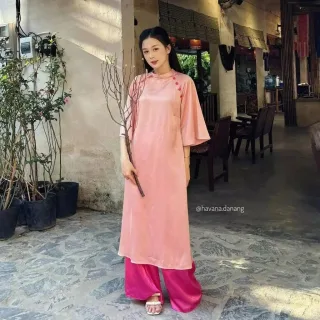 Ảnh 1 của Áo dài lụa hồng cách tân nữ thướt tha