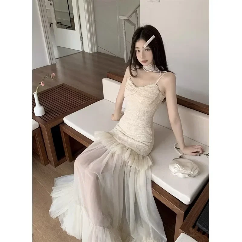 Photo 1 of Váy maxi ren trắng nữ thanh lịch