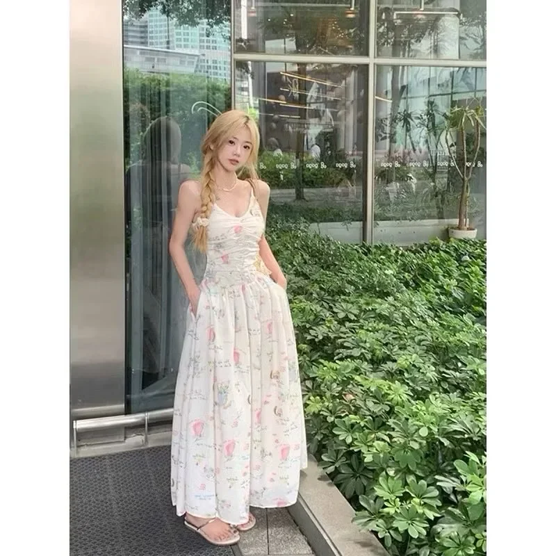 Photo 1 of Váy maxi trắng họa tiết khí cầu nữ