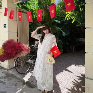 Ảnh 3 của Áo dài hoa pastel cách tân nữ
