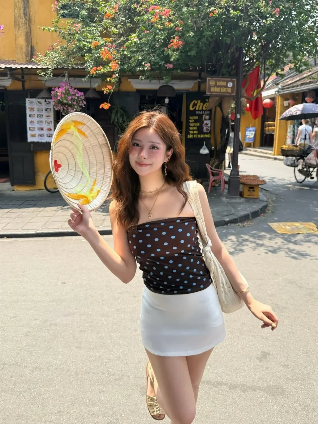 Photo 1 of Set áo quây chấm bi chân váy mini nữ