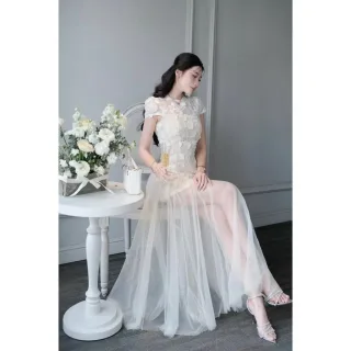 Ảnh 2 của Áo dài ren tulle trắng nữ sang trọng