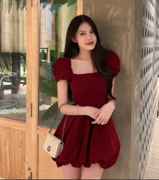 Ảnh 1 của Đầm đỏ tay phồng babydoll Anis size S